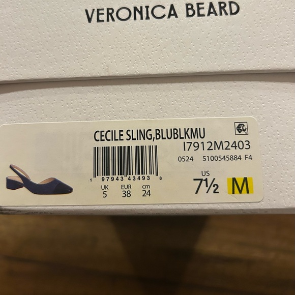 Veronica Beard Half d’Orsay Slingback Pumps Mountain Blue Black 375.00 Size 7.5 - Picture 9 of 10